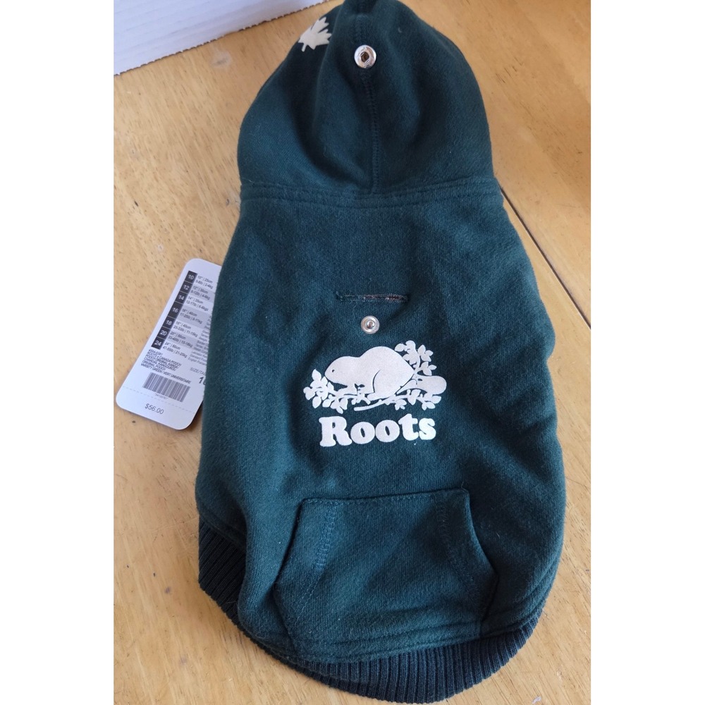 NWT Roots x Canada Pooch Kanga Dog Hoodie Dark Green Size 10 Toy & XS breeds